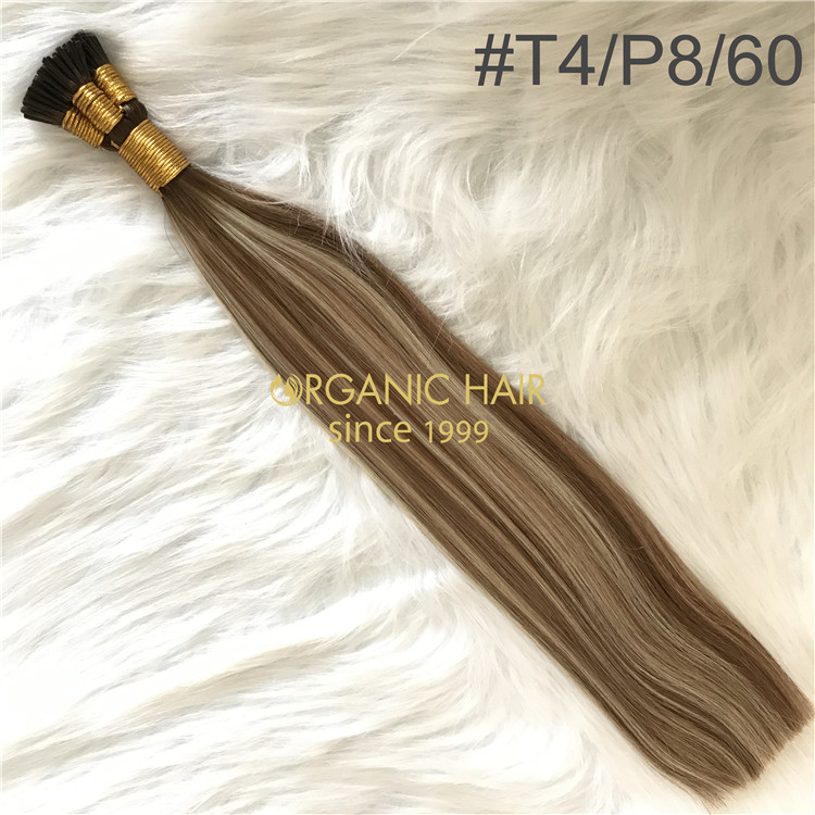 Customized human itip hair extensions #T4/P8/60 color X207